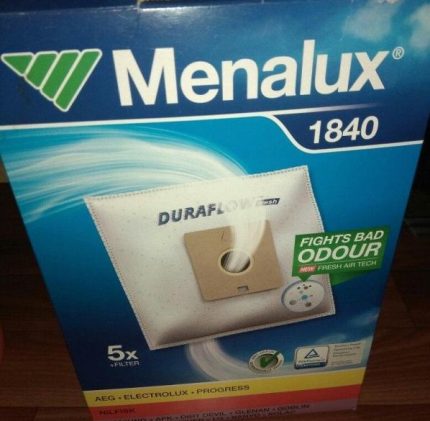 Strong disposable vacuum cleaner bags Paper bags Menalux 1840
