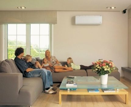 Un microclimat agréable dans le salon Climatiseur blanc