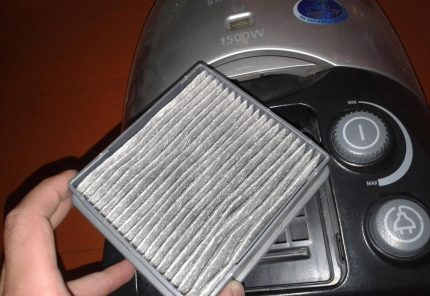 Vacuum cleaner filter removed for cleaning Filter cleaning