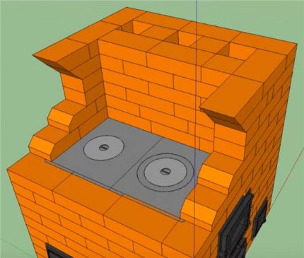 Construction de poêle en brique avec plaque de cuisson Parois latérales du poêle