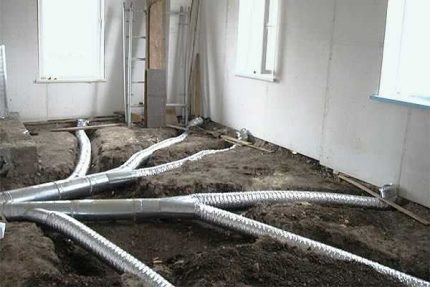 Air duct routing under the floor