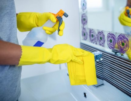 Behandlung von Wänden und Badgeräten mit Anti-Schwarz-Schimmel Verarbeitungsprozess