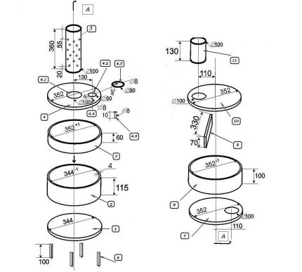 Schéma de conception d'un poêle simple pour les tests Dessin du four à l'entraînement: