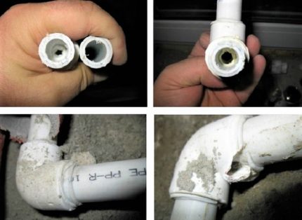 Échantillons de soudage incorrects