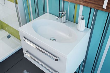 Tiny washbasin cabinet Built-in oval basin