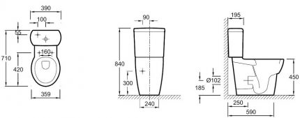 The scheme of a large toilet