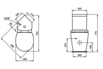 Diagram of a corner toilet