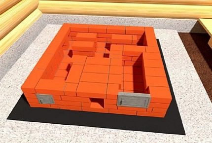 Étape 4 - La construction de la quatrième rangée du poêle russe Fermeture des canaux et du foyer