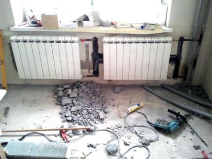 Installation d'appareils de chauffage à eau Radiateurs de chauffage