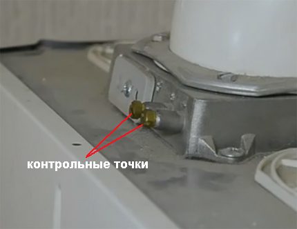 Kontrollpunkte (Armaturen) zur Überprüfung des Luftzugniveaus der Gassäule