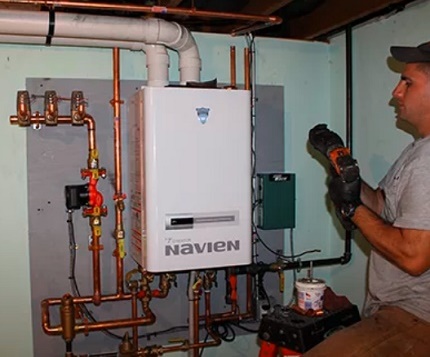 Procédure de connexion de la chaudière à gaz