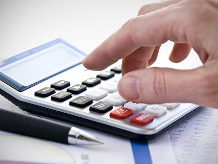 Calculations of gas consumption on a calculator
