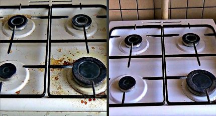 Surface émaillée d'une cuisinière à gaz Surface émaillée d'une cuisinière à gaz