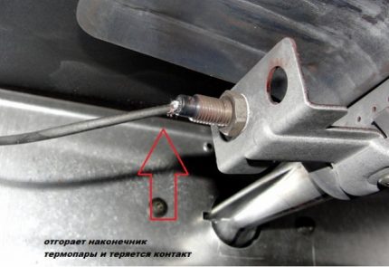 Thermocouple dans une cuisinière à gaz Thermocouple dans une cuisinière à gaz
