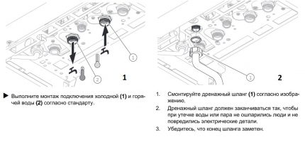 Connexion d'eau chaude et froide et d'un tuyau de vidange Connexion d'eau chaude et froide et d'un tuyau de vidange
