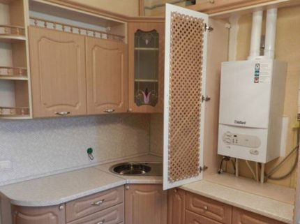 Gas boiler in the kitchen Gas and living quarters