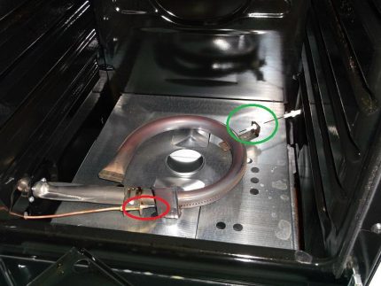 Electric ignition and thermocouple burner