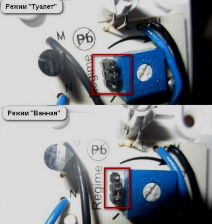 Jumperpositionen in zwei Modi