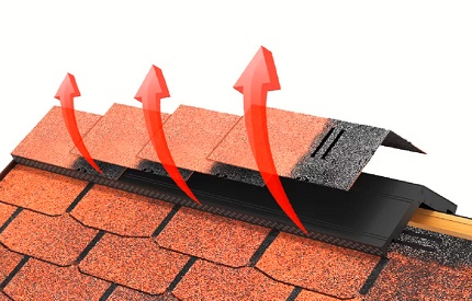 Saída de ar na área da nervura da crista