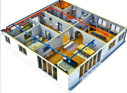 Disposition d'une maison avec une ventilation conçue Disposition d'une maison avec une ventilation conçue