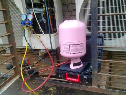 The process of filling the air conditioner with freon Air conditioner refill